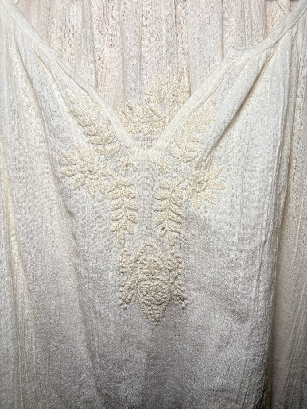 House of Harlow 1960 Ivory Embroidered Boho Blouse | 3/4 Sleeve V-Neck Top - Picture 6 of 11
